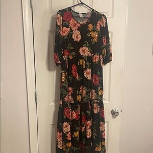 Floral Black Dress